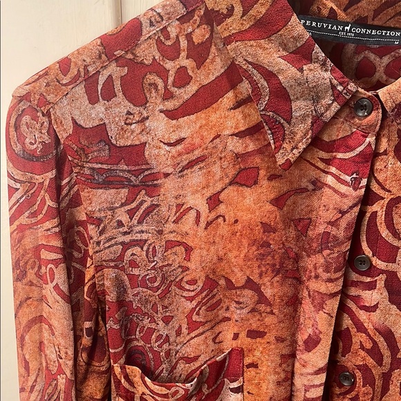 Peruvian Connection sheer gorgeous blouse.   Never worn. - Picture 2 of 5